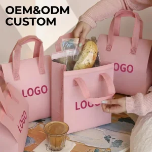 Customized Aluminum Foil Non Woven Cooler Bag Food Delivery Thermal Takeaway Bakery Milk Tea Personalized Take Out Cooler Bag